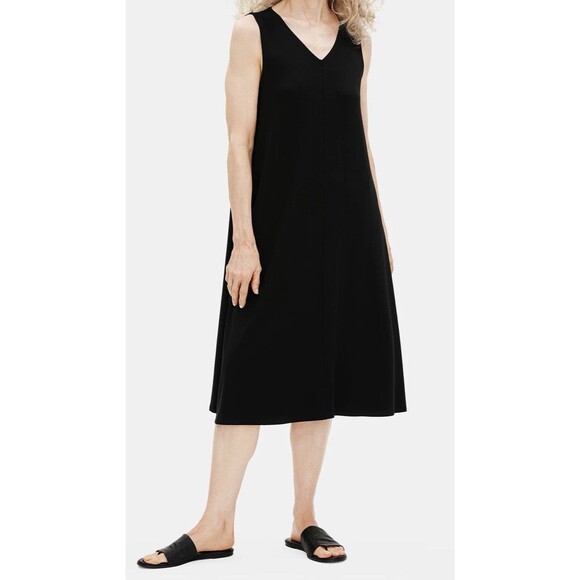 Eileen Fisher $198 Viscose Jersey V-Neck Flare Dress Size: XL - Picture 2 of 8